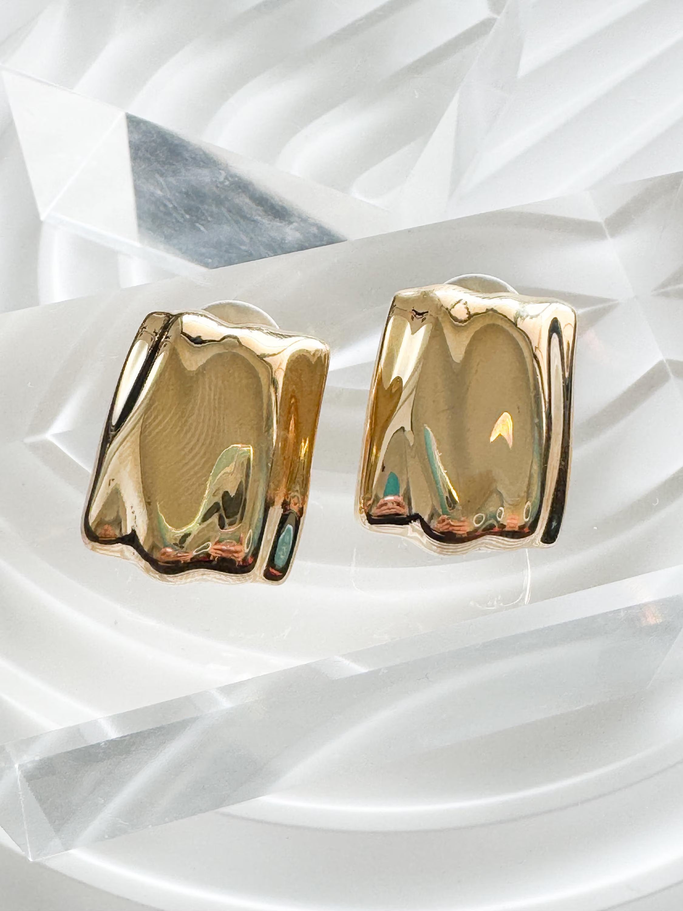 Vintage Givenchy Gold-Plated Clip-On Earrings Hammered texture 1980s Designer Jewelry, Bridal Jewelry, Vintage Earrings, Statement Earrings