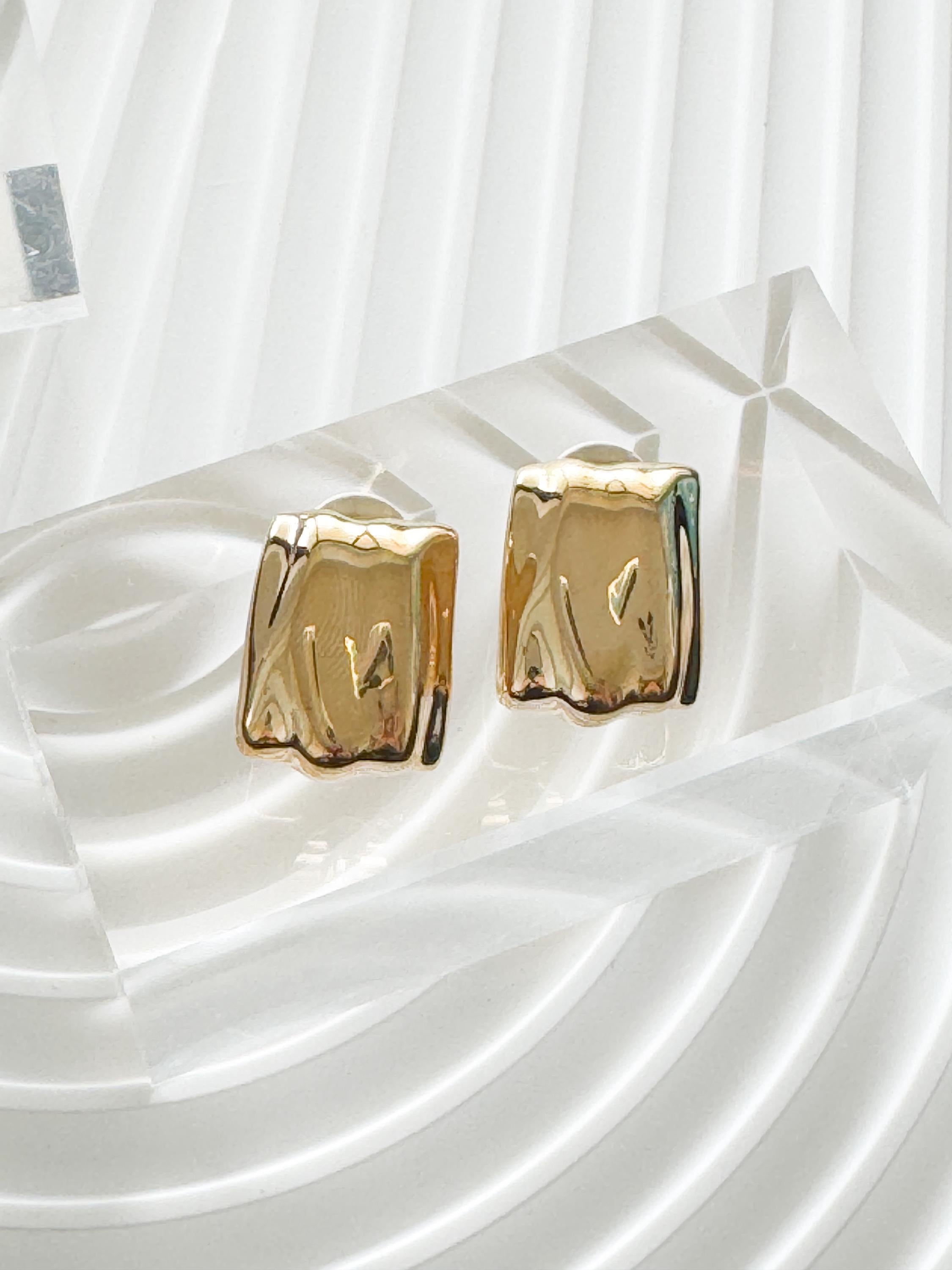 Vintage Givenchy Gold-Plated Clip-On Earrings Hammered texture 1980s Designer Jewelry, Bridal Jewelry, Vintage Earrings, Statement Earrings