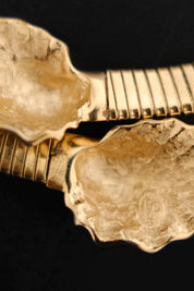 Givenchy signature on shell terminal of vintage gold-tone sculptural collar necklace