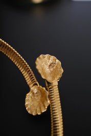 Givenchy signature on shell terminal of vintage gold-tone sculptural collar necklace