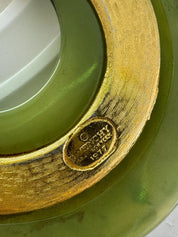 Vintage Givenchy Jade Green Pendant Necklace 1977 Gold Tone Statement