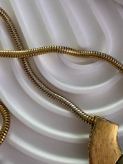 Vintage Givenchy Jade Green Pendant Necklace 1977 Gold Tone Statement