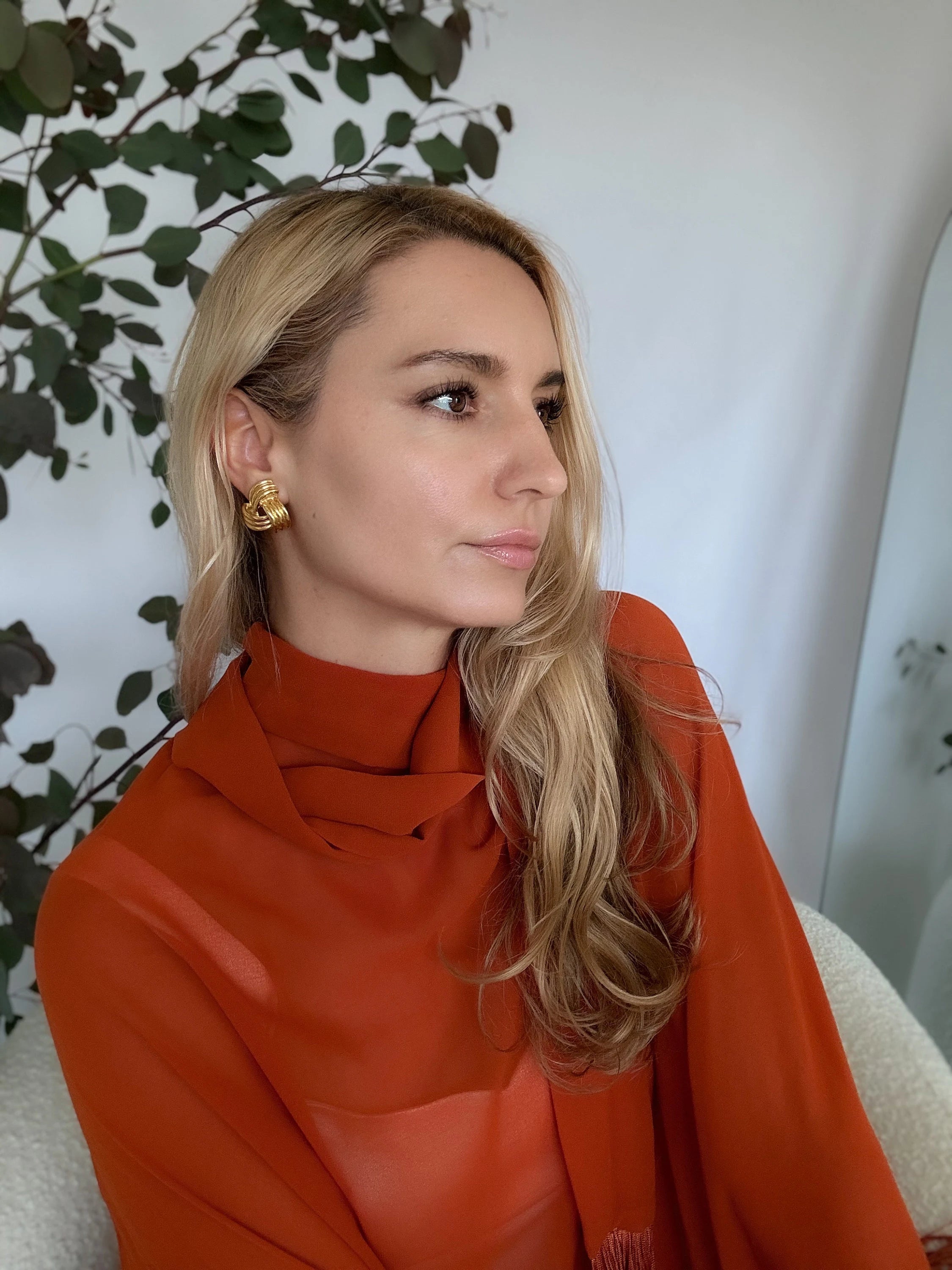 Vintage Givenchy large Earrings, Gold Tone Earrings, Clip on Earrings, twisted earrings , Gift for her, Vintage Earrings, Jewelry Earrings