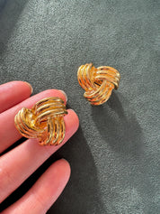 Vintage Givenchy large Earrings, Gold Tone Earrings, Clip on Earrings, twisted earrings , Gift for her, Vintage Earrings, Jewelry Earrings