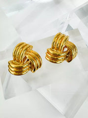 Vintage Givenchy large Earrings, Gold Tone Earrings, Clip on Earrings, twisted earrings , Gift for her, Vintage Earrings, Jewelry Earrings