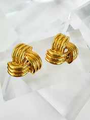 Vintage Givenchy large Earrings, Gold Tone Earrings, Clip on Earrings, twisted earrings , Gift for her, Vintage Earrings, Jewelry Earrings