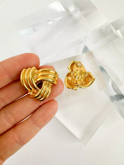 Vintage Givenchy large Earrings, Gold Tone Earrings, Clip on Earrings, twisted earrings , Gift for her, Vintage Earrings, Jewelry Earrings