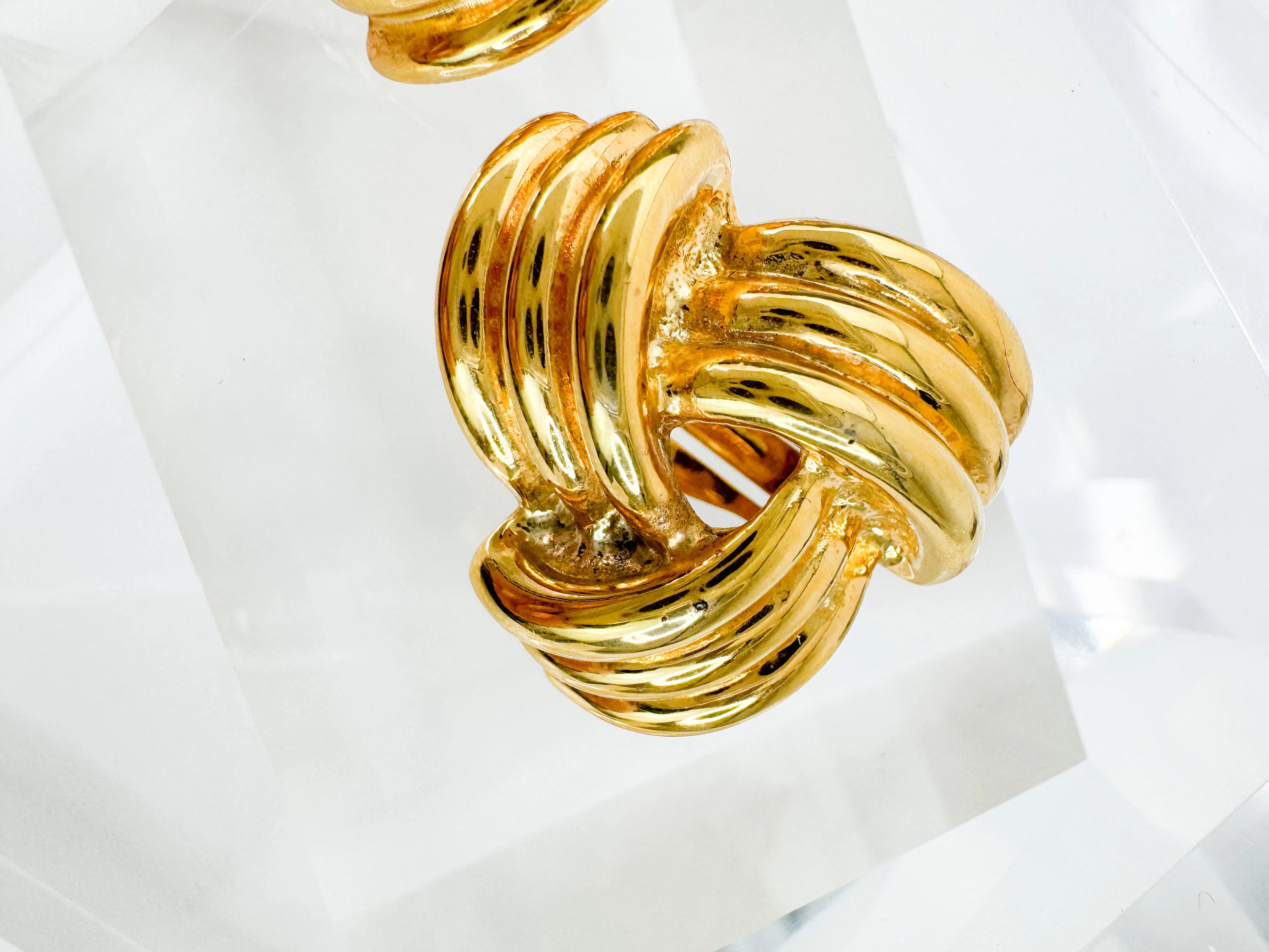Vintage Givenchy large Earrings, Gold Tone Earrings, Clip on Earrings, twisted earrings , Gift for her, Vintage Earrings, Jewelry Earrings