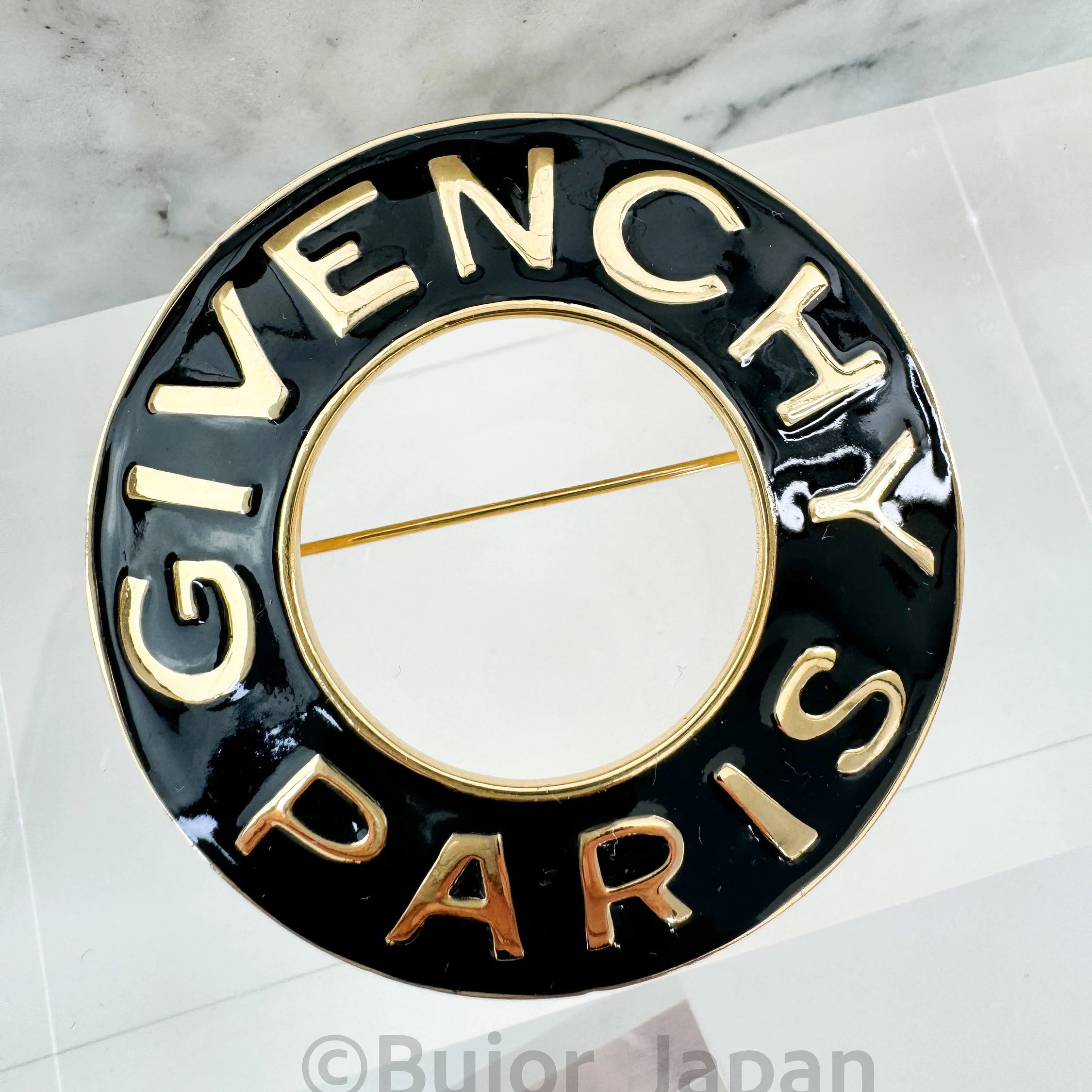Vintage Givenchy Brooch, Gold Tone Brooch, Givenchy Logo Brooch Pin, Black Enamel, Vintage Jewelry, Jewelry for Women, Personalized Gifts