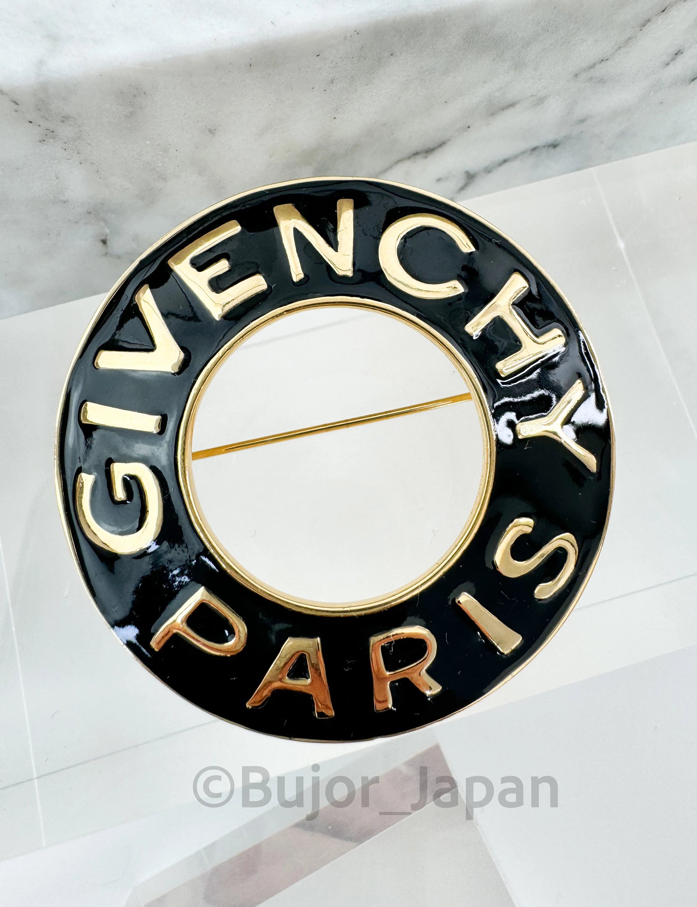 Vintage Givenchy Brooch, Gold Tone Brooch, Givenchy Logo Brooch Pin, Black Enamel, Vintage Jewelry, Jewelry for Women, Personalized Gifts