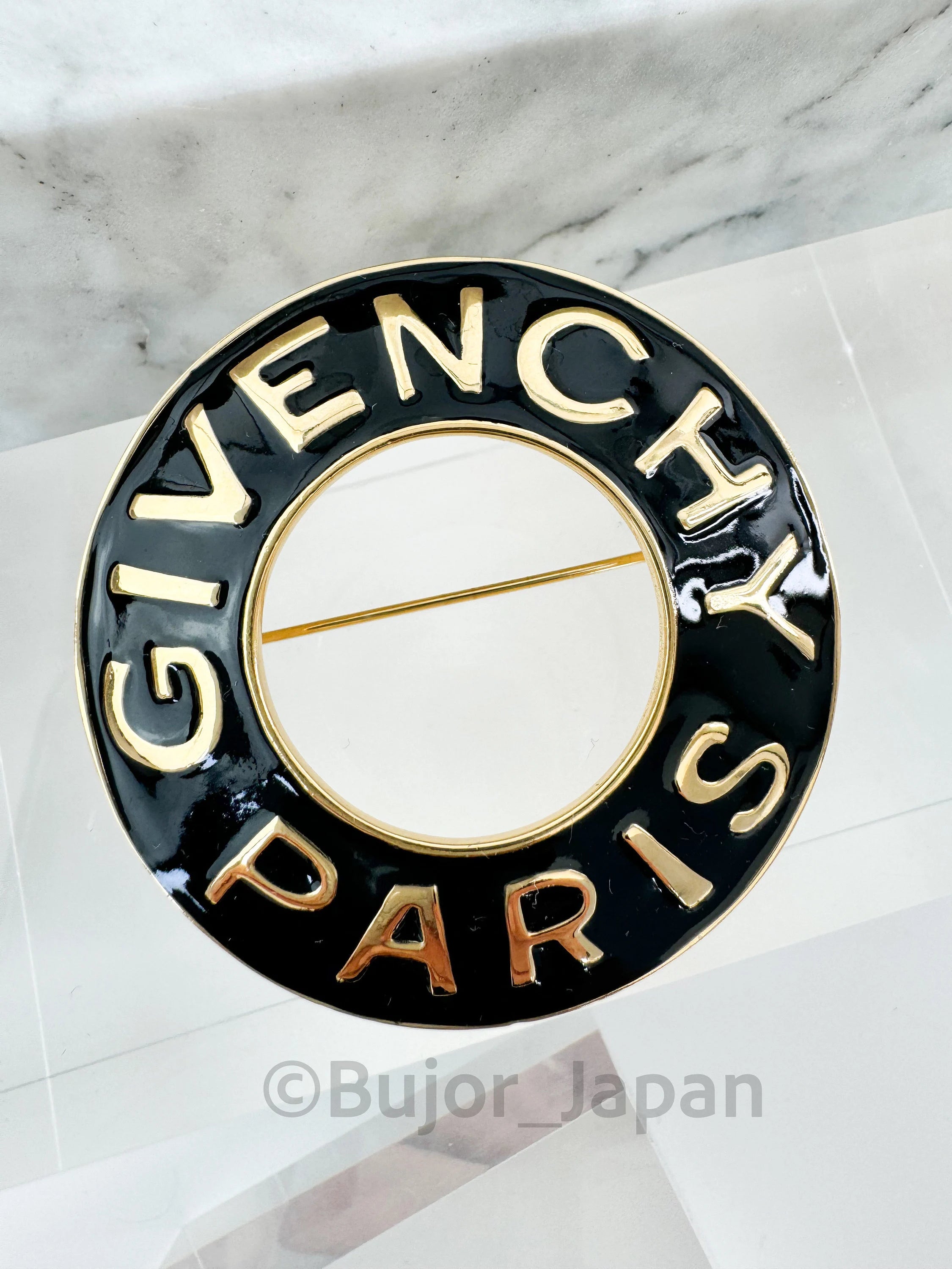 Vintage Givenchy Brooch, Gold Tone Brooch, Givenchy Logo Brooch Pin, Black Enamel, Vintage Jewelry, Jewelry for Women, Personalized Gifts