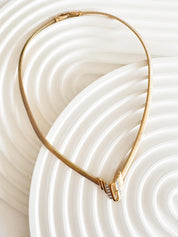 Vintage Givenchy Logo Choker Necklace Gold Tone Chain Charm Rhinestones Classic design