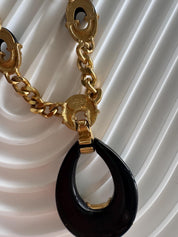 Vintage Givenchy Necklace 1977 , Black enamel  Gold Tone Necklace, Choker Necklace,  Black Color, Vintage Jewelry Necklace, Gift for her