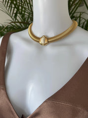 Vintage Givenchy Necklace, Vintage Gold Tone Necklace Gaspipe Necklace, Vintage Choker Necklace, Jewelry for Women, Gold Chain, Gift for her