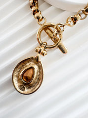 Vintage Givenchy Necklace Choker toggle clasp , Gold Necklace Givenchy, 1980s teardrop crystal , Bridal necklace, gift for her
