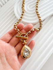 Vintage Givenchy Necklace Choker toggle clasp , Gold Necklace Givenchy, 1980s teardrop crystal , Bridal necklace, gift for her