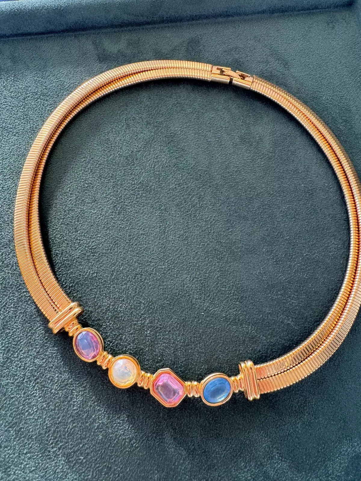 Vintage Givenchy Necklace, Vintage Gold Tone Necklace Gaspipe Necklace, Vintage Choker Necklace, Jewelry for Women, Gold Chain, Gift for her