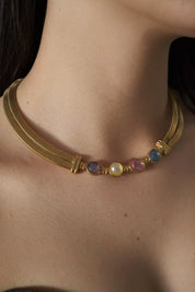 Vintage Givenchy Necklace, Vintage Gold Tone Necklace Gaspipe Necklace, Vintage Choker Necklace, Jewelry for Women, Gold Chain, Gift for her