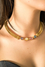 Vintage Givenchy Necklace, Vintage Gold Tone Necklace Gaspipe Necklace, Vintage Choker Necklace, Jewelry for Women, Gold Chain, Gift for her