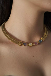 Vintage Givenchy Necklace, Vintage Gold Tone Necklace Gaspipe Necklace, Vintage Choker Necklace, Jewelry for Women, Gold Chain, Gift for her