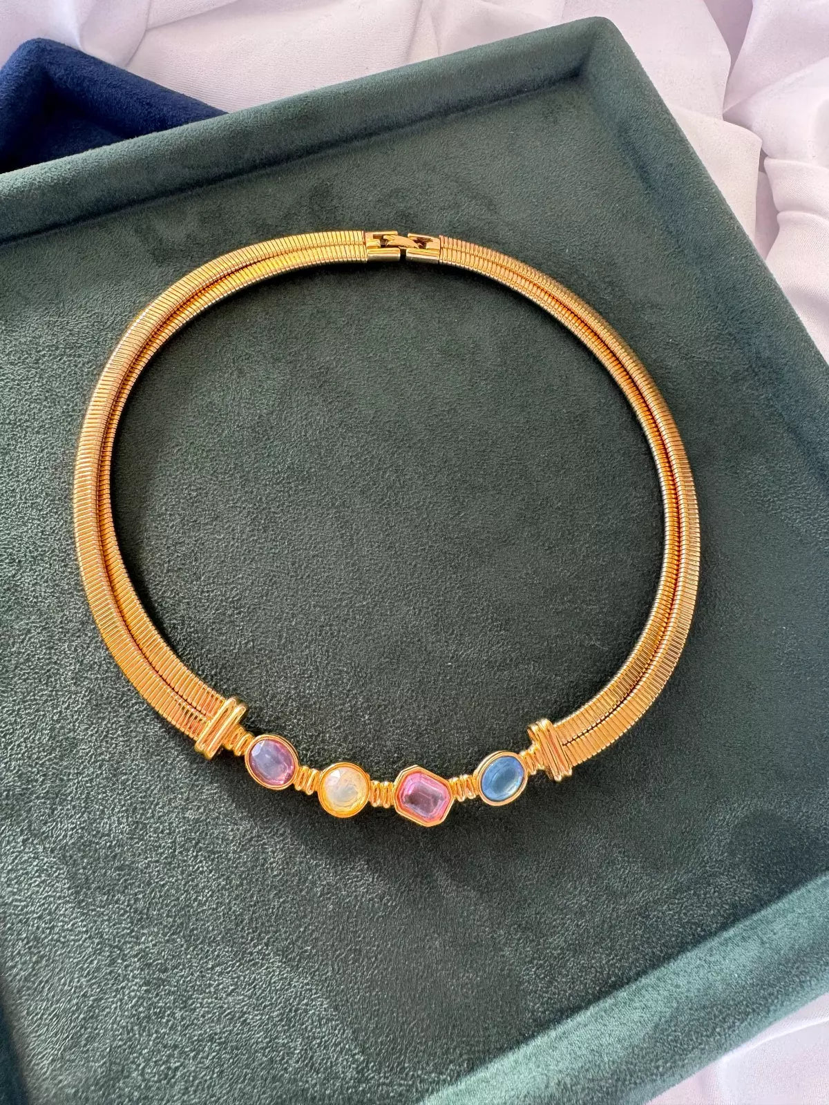 Vintage Givenchy Necklace, Vintage Gold Tone Necklace Gaspipe Necklace, Vintage Choker Necklace, Jewelry for Women, Gold Chain, Gift for her