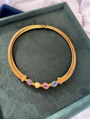 Vintage Givenchy Necklace, Vintage Gold Tone Necklace Gaspipe Necklace, Vintage Choker Necklace, Jewelry for Women, Gold Chain, Gift for her
