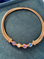 Vintage Givenchy Necklace, Vintage Gold Tone Necklace Gaspipe Necklace, Vintage Choker Necklace, Jewelry for Women, Gold Chain, Gift for her