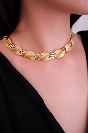 Vintage Givenchy Necklace, Vintage Gold Tone Necklace Leaf Necklace, Vintage Choker Necklace, Jewelry for Women, Gold Chain, Gift for her