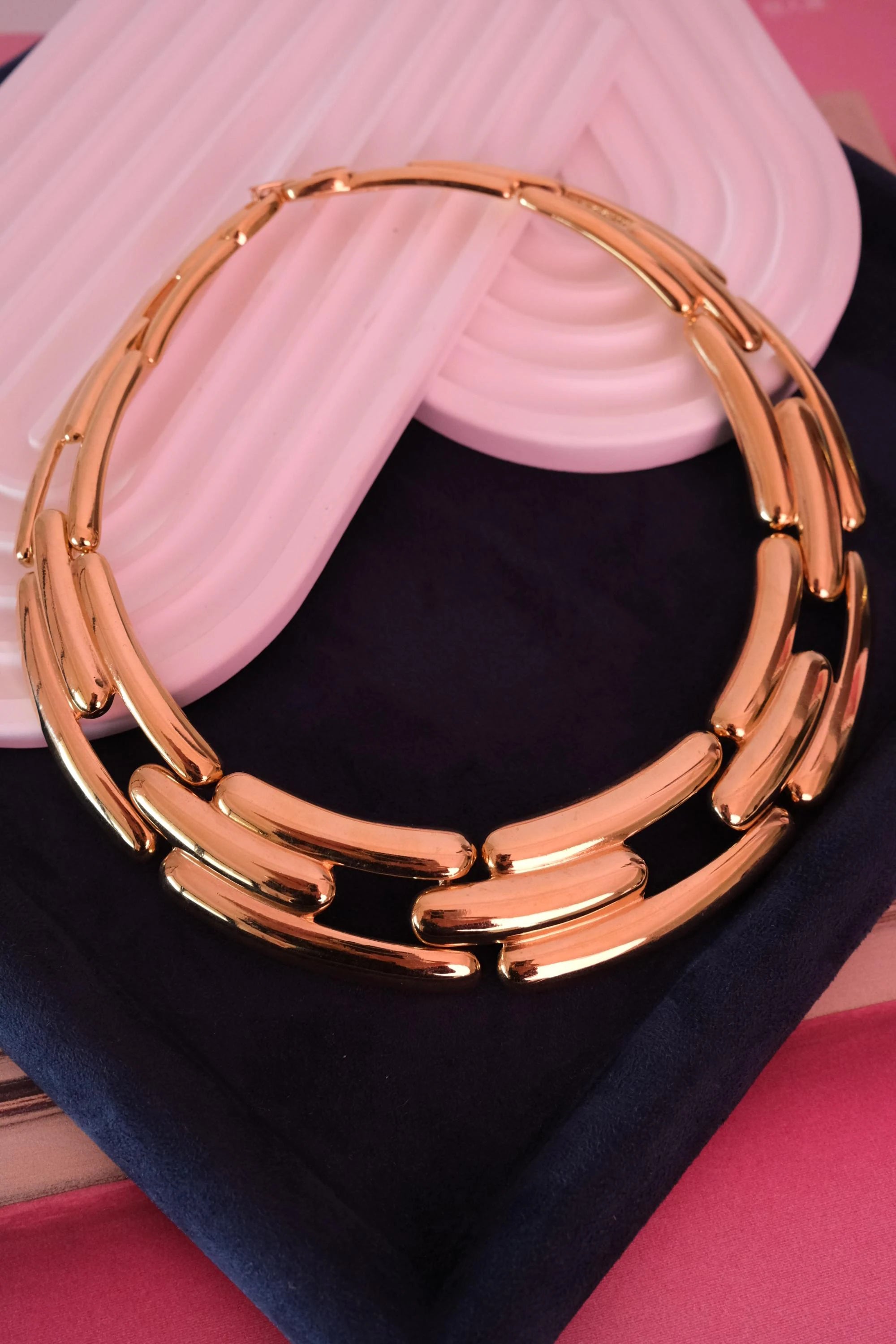 Vintage Givenchy gold tone choker necklace, elegant black vintage jewelry, designer necklace gift for her, personalized anniversary gift