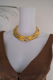 Vintage Givenchy gold tone choker necklace, elegant black vintage jewelry, designer necklace gift for her, personalized anniversary gift