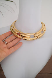 Vintage Givenchy gold tone choker necklace, elegant black vintage jewelry, designer necklace gift for her, personalized anniversary gift