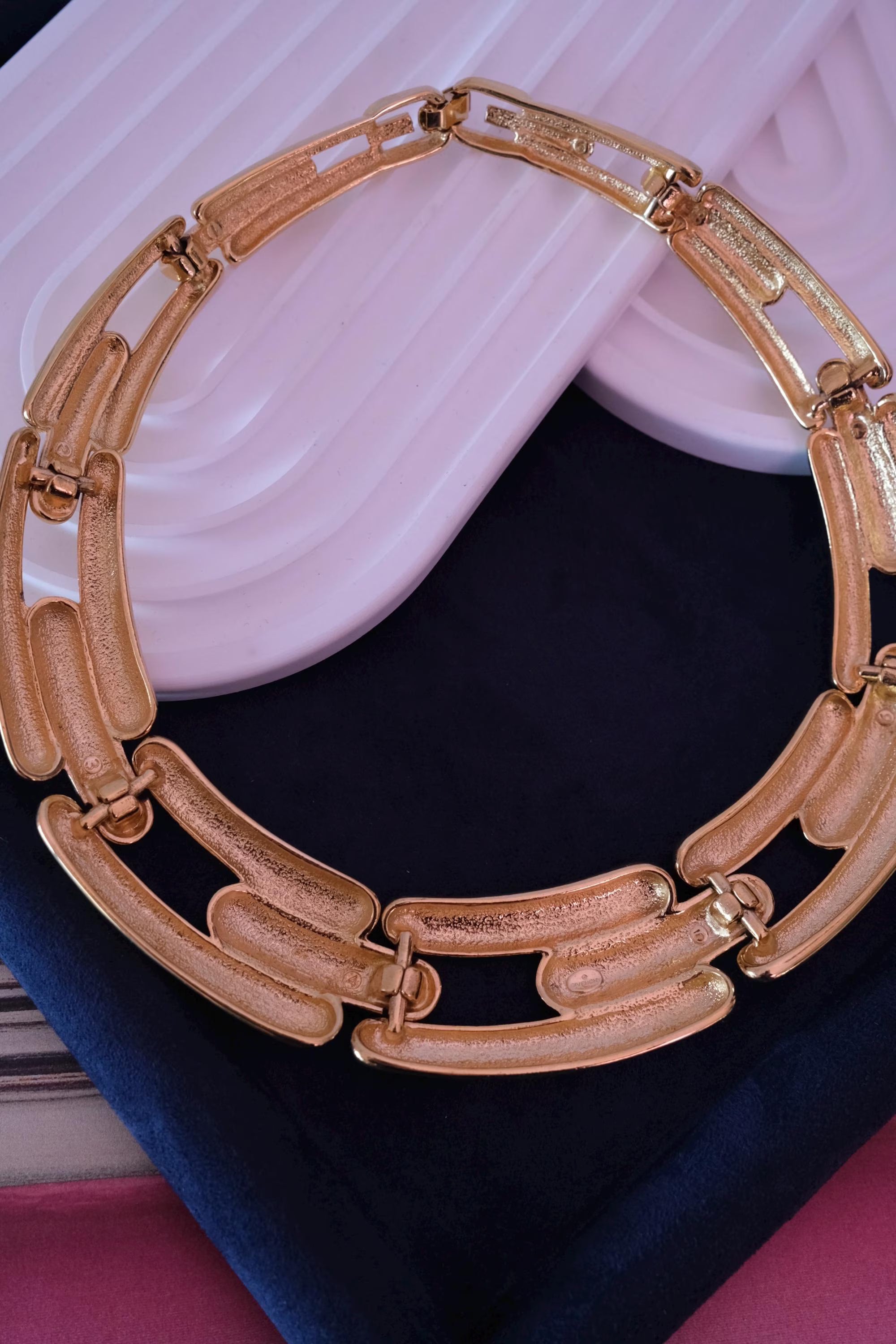 Vintage Givenchy gold tone choker necklace, elegant black vintage jewelry, designer necklace gift for her, personalized anniversary gift