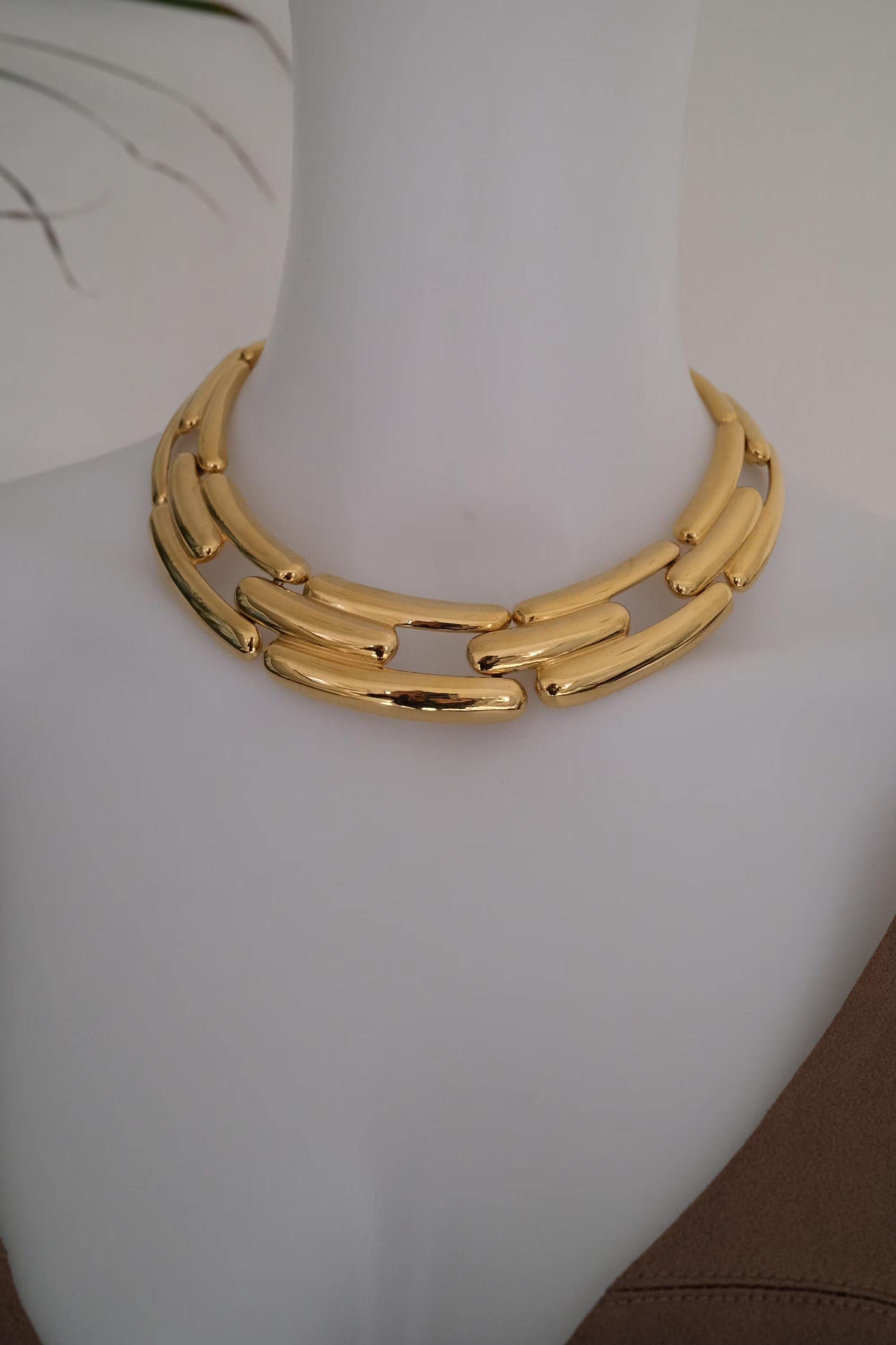 Vintage Givenchy gold tone choker necklace, elegant black vintage jewelry, designer necklace gift for her, personalized anniversary gift