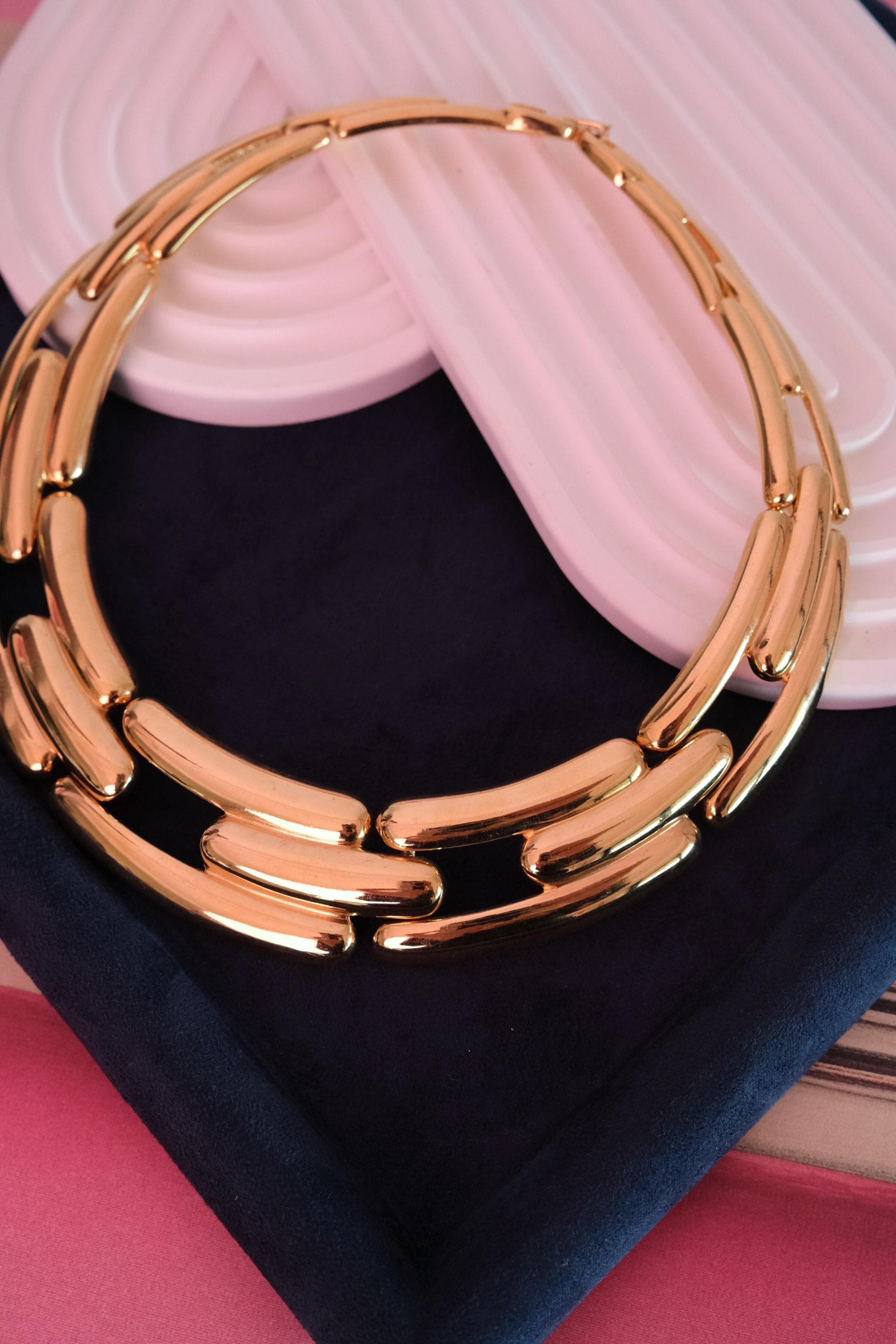 Vintage Givenchy gold tone choker necklace, elegant black vintage jewelry, designer necklace gift for her, personalized anniversary gift