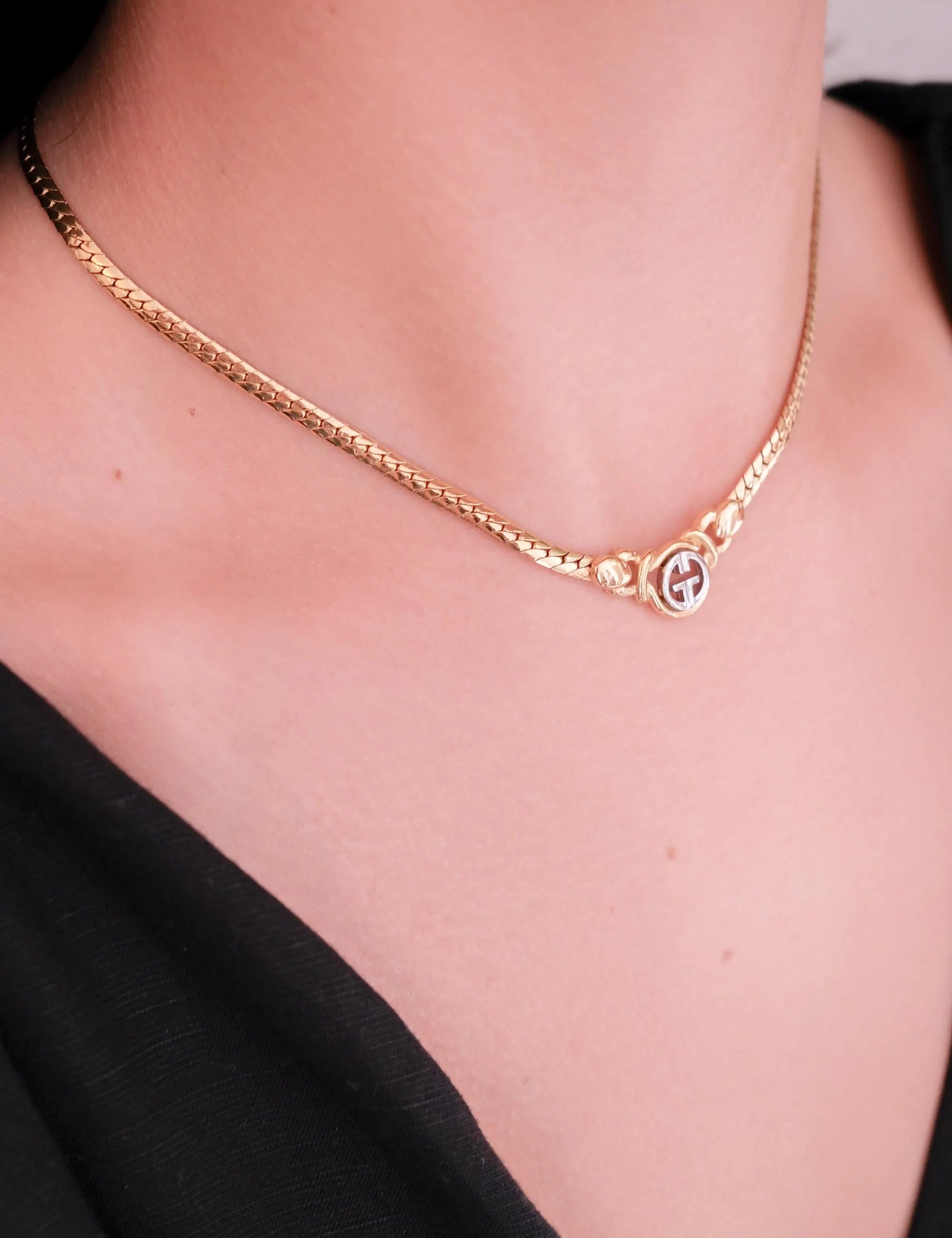 Vintage Givenchy Necklace, Vintage Gold Tone Necklace, Logo Necklace, Vintage Choker Necklace, Jewelry for Women, Gold Chain, Gift for her