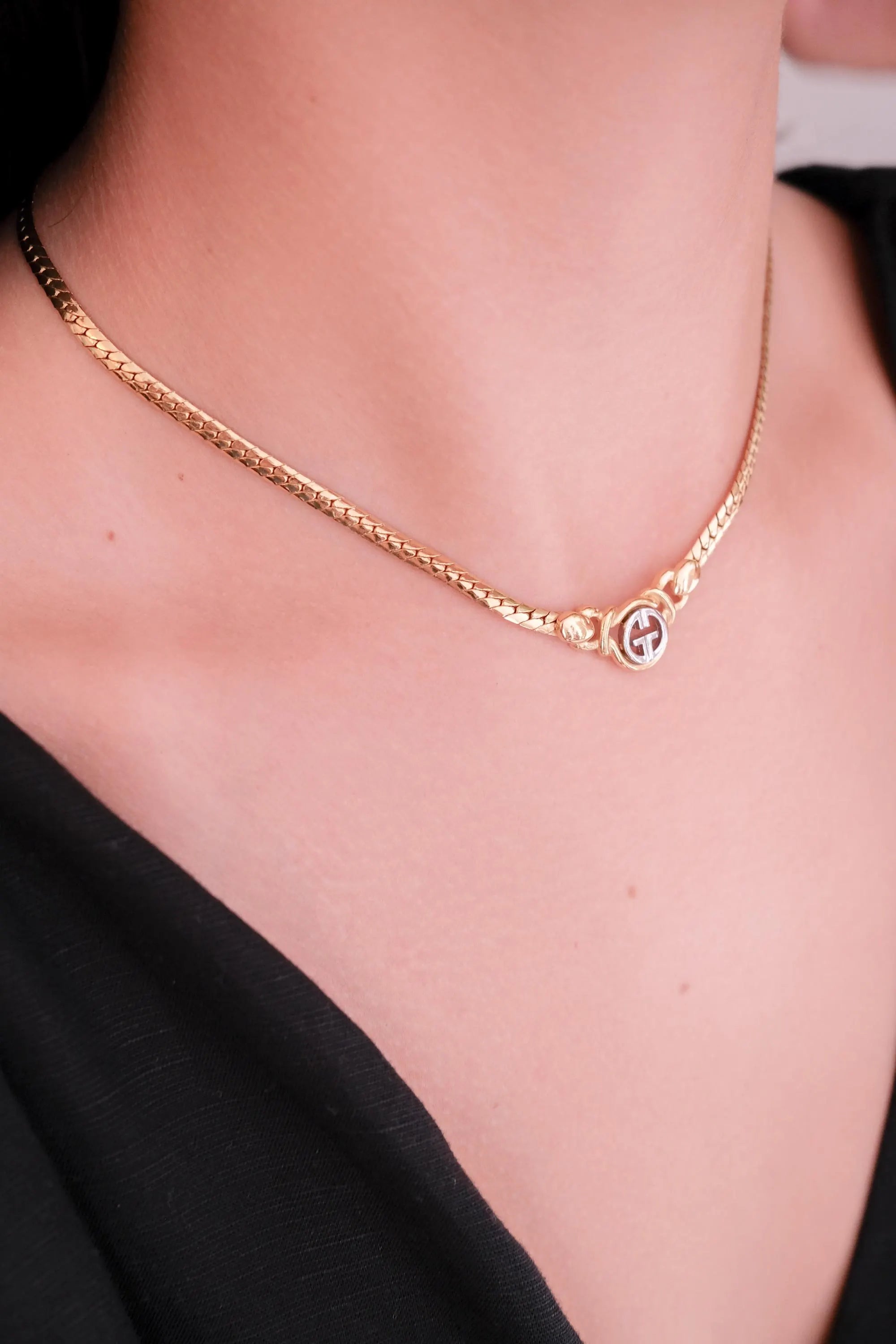 Vintage Givenchy Necklace, Vintage Gold Tone Necklace, Logo Necklace, Vintage Choker Necklace, Jewelry for Women, Gold Chain, Gift for her