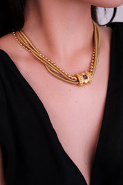Vintage Givenchy Necklace, Vintage Gold snake cabochon Necklace Gaspipe Necklace, Vintage Choker Necklace, Jewelry for Women, Gift for her