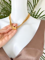 Vintage Givenchy Necklace, Vintage Gold snake cabochon Necklace Gaspipe Necklace, Vintage Choker Necklace, Jewelry for Women, Gift for her