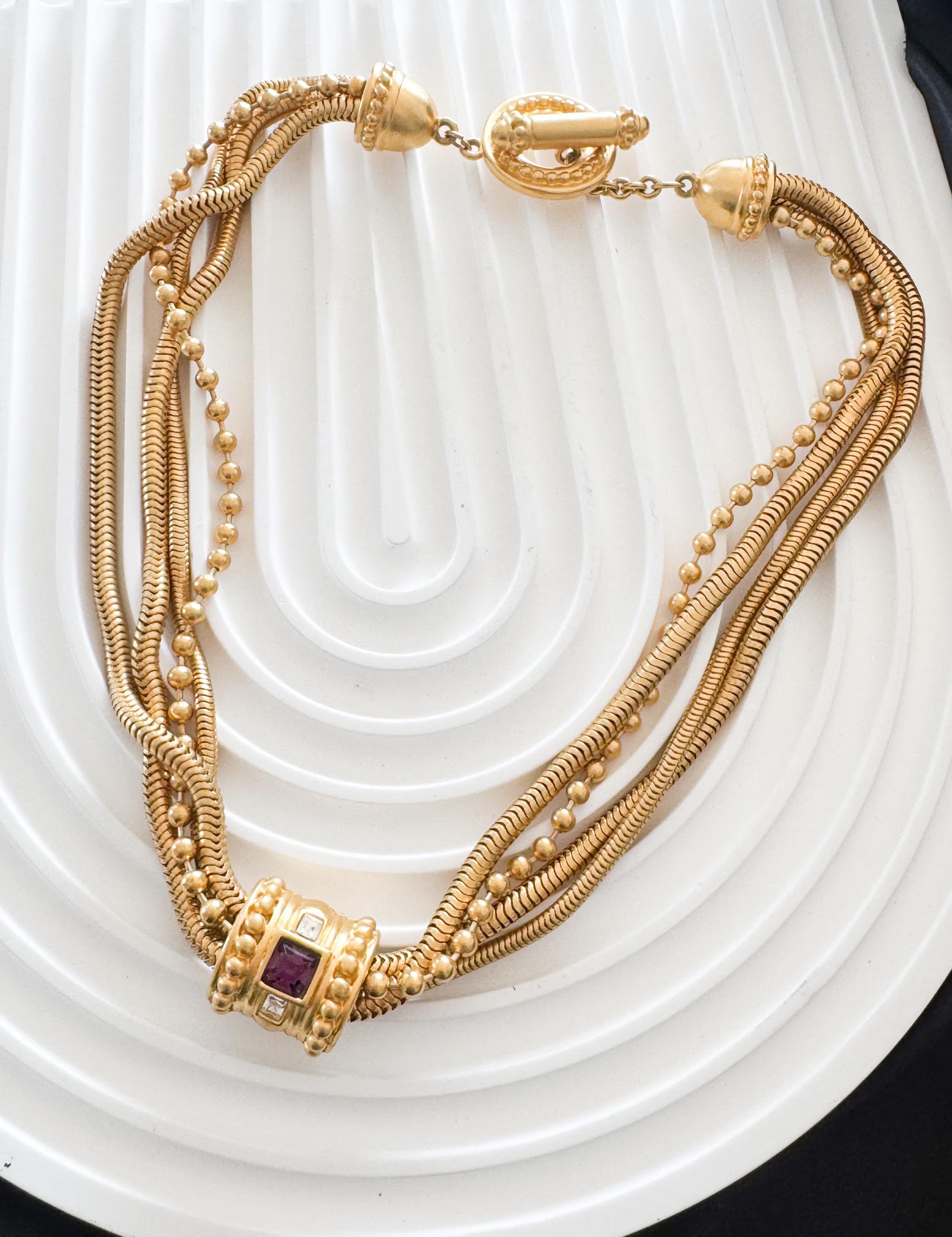 Vintage Givenchy Necklace, Vintage Gold snake cabochon Necklace Gaspipe Necklace, Vintage Choker Necklace, Jewelry for Women, Gift for her