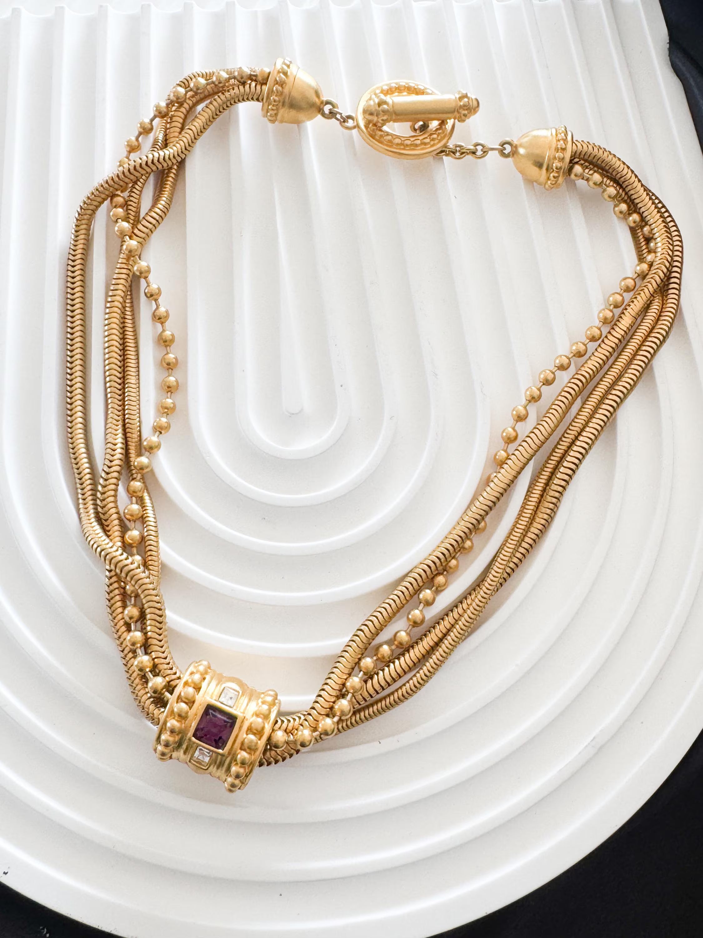Vintage Givenchy Necklace, Vintage Gold snake cabochon Necklace Gaspipe Necklace, Vintage Choker Necklace, Jewelry for Women, Gift for her