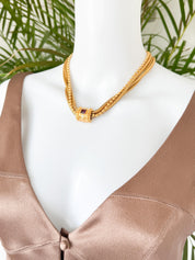 Vintage Givenchy Necklace, Vintage Gold snake cabochon Necklace Gaspipe Necklace, Vintage Choker Necklace, Jewelry for Women, Gift for her