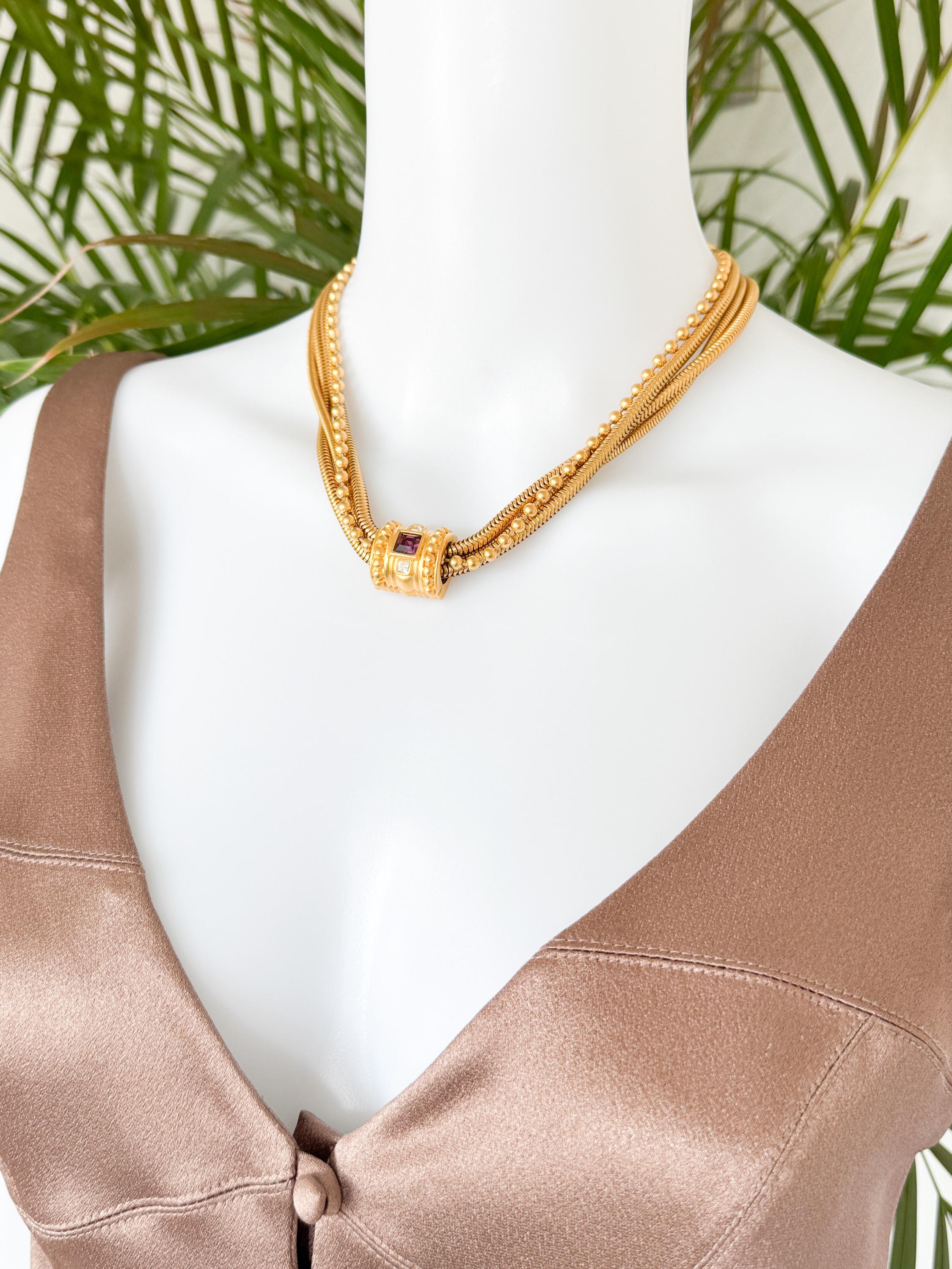 Vintage Givenchy Necklace, Vintage Gold snake cabochon Necklace Gaspipe Necklace, Vintage Choker Necklace, Jewelry for Women, Gift for her