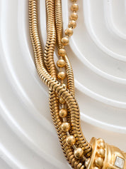 Vintage Givenchy Necklace, Vintage Gold snake cabochon Necklace Gaspipe Necklace, Vintage Choker Necklace, Jewelry for Women, Gift for her