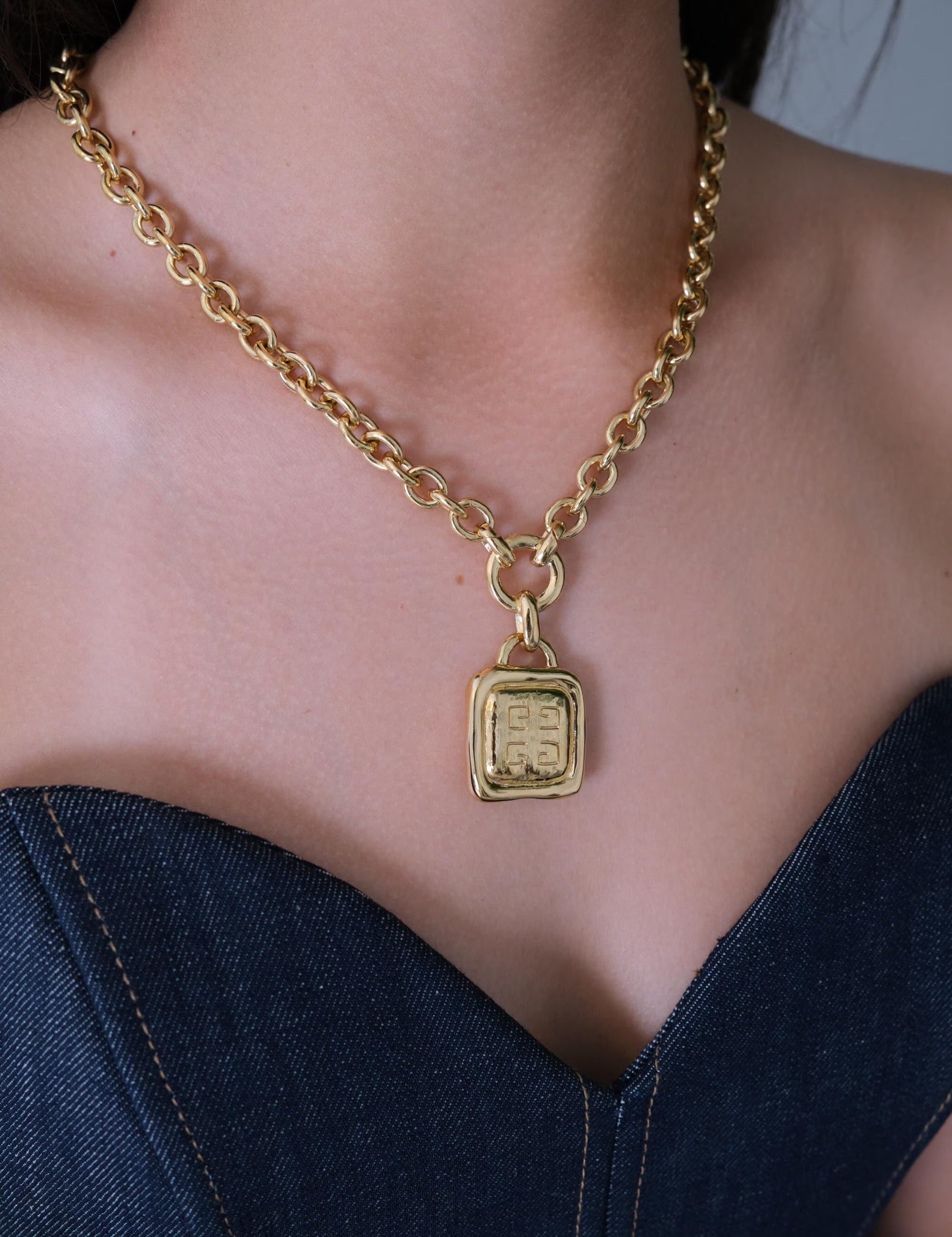 Vintage Givenchy Necklace, Givenchy Long Logo necklace, Necklace Gold, Vintage Necklace Pendant, Jewelry for Women, Gift for her