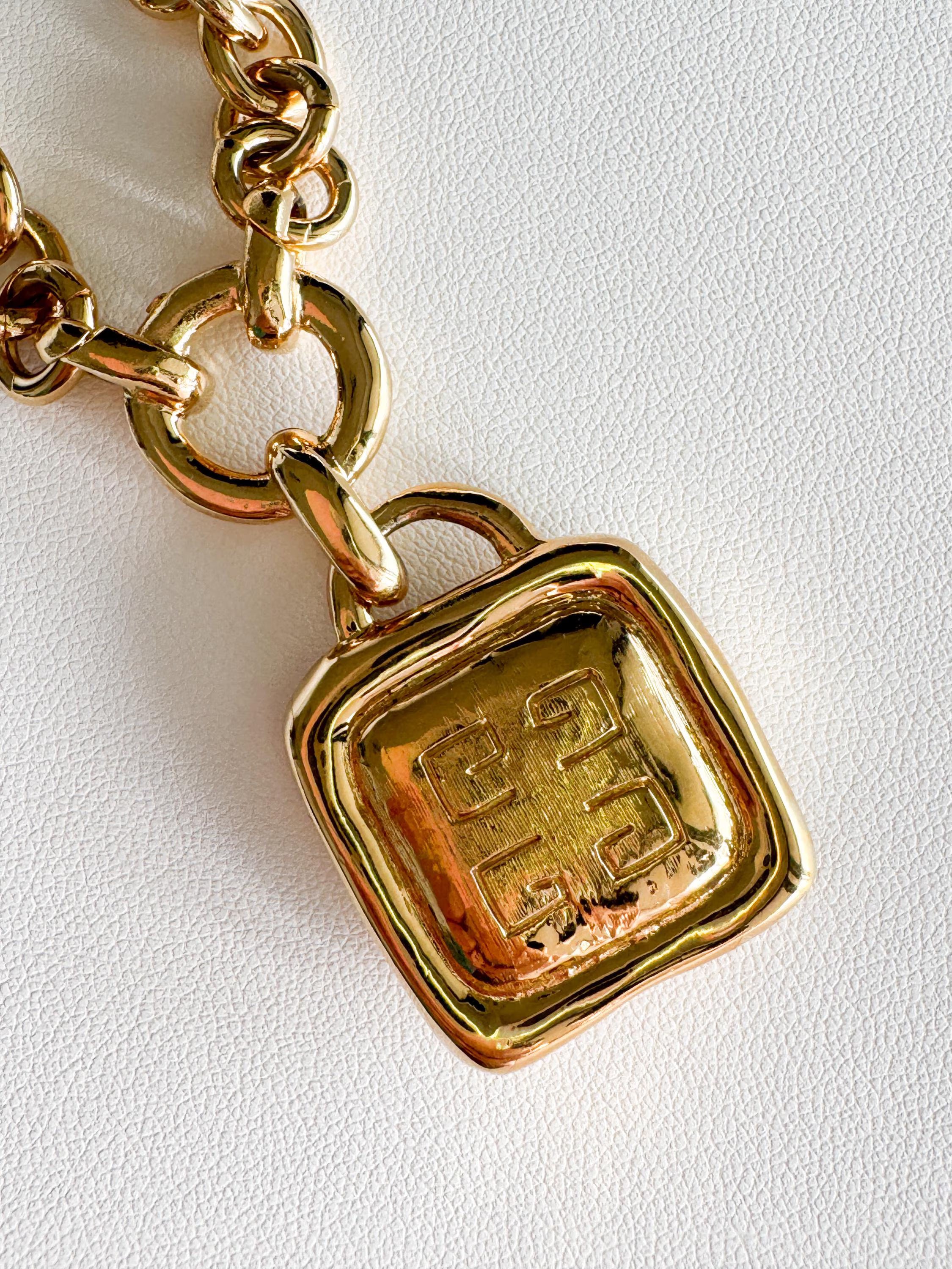 Vintage Givenchy Necklace, Givenchy Long Logo necklace, Necklace Gold, Vintage Necklace Pendant, Jewelry for Women, Gift for her