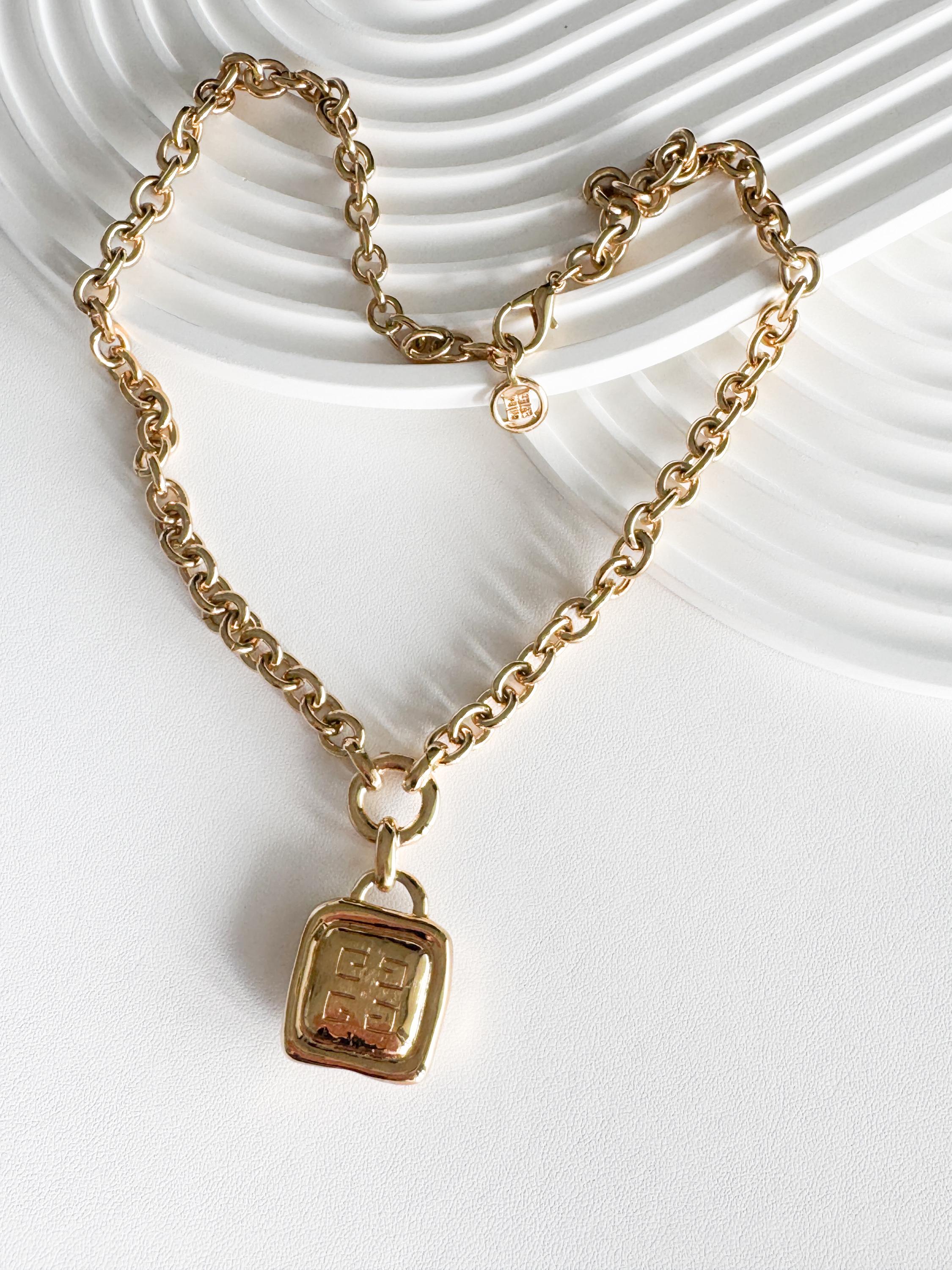 Vintage Givenchy Necklace, Givenchy Long Logo necklace, Necklace Gold, Vintage Necklace Pendant, Jewelry for Women, Gift for her