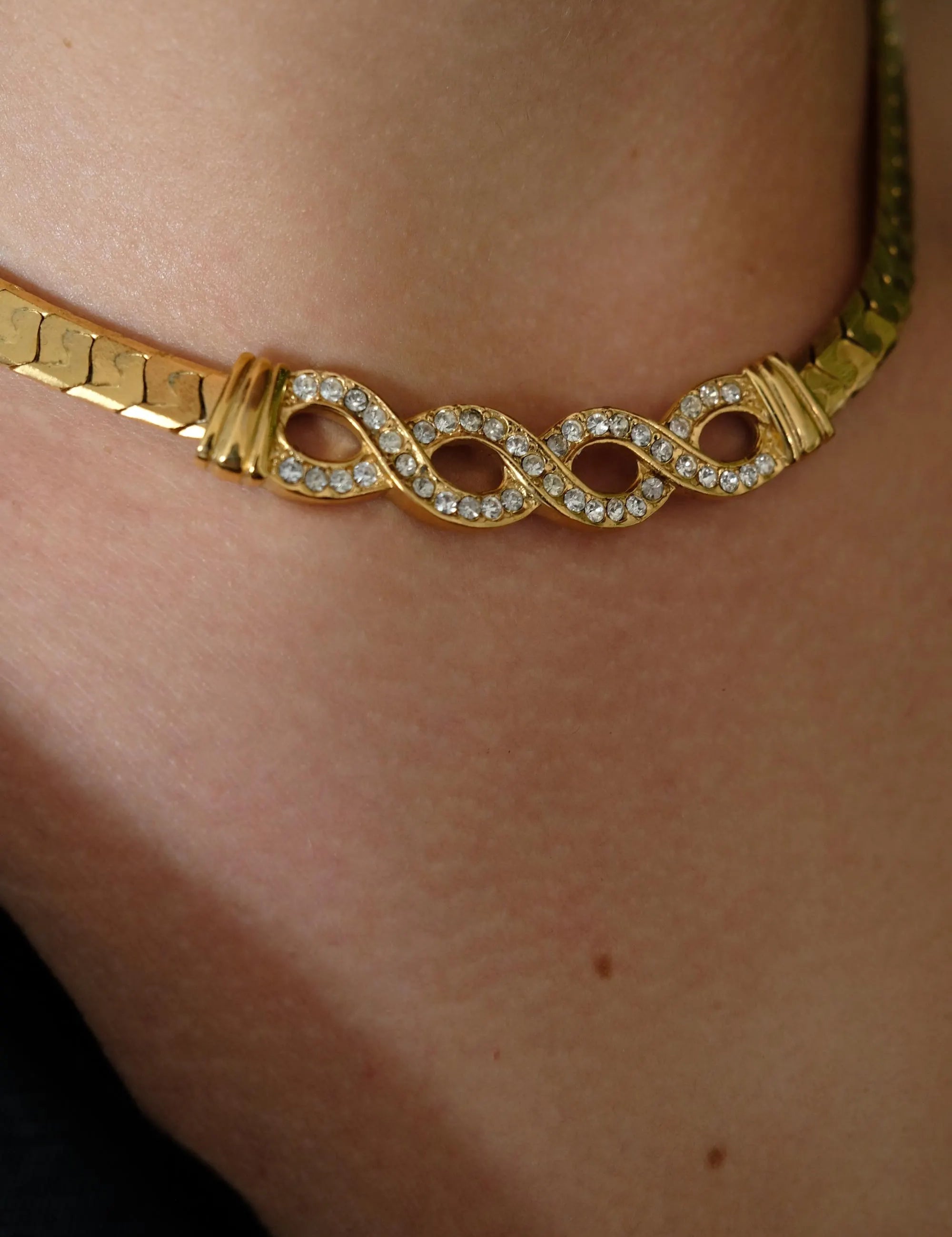 Vintage Givenchy Necklace, Vintage Gold Tone Necklace Gaspipe Necklace, Vintage Choker Necklace, Jewelry for Women, Gold Chain, Gift for her
