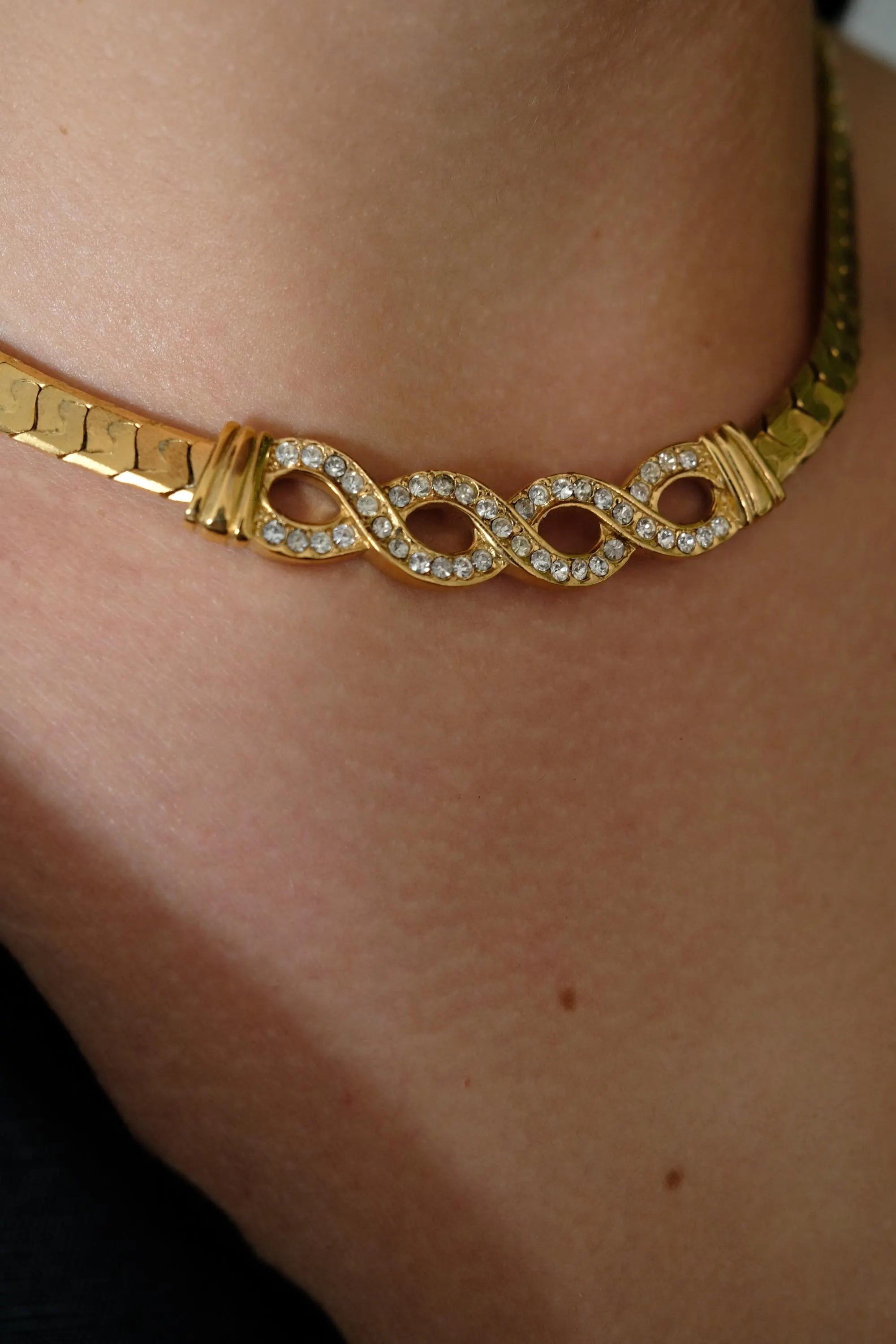 Vintage Givenchy Necklace, Vintage Gold Tone Necklace Gaspipe Necklace, Vintage Choker Necklace, Jewelry for Women, Gold Chain, Gift for her