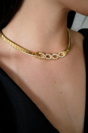 Vintage Givenchy Necklace, Vintage Gold Tone Necklace Gaspipe Necklace, Vintage Choker Necklace, Jewelry for Women, Gold Chain, Gift for her