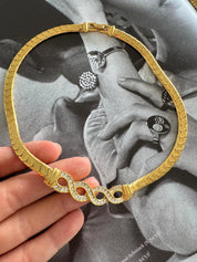Vintage Givenchy Necklace, Vintage Gold Tone Necklace Gaspipe Necklace, Vintage Choker Necklace, Jewelry for Women, Gold Chain, Gift for her